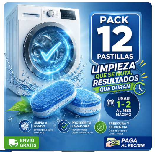 pack de 12 Pastillas Limpia Lavadora
